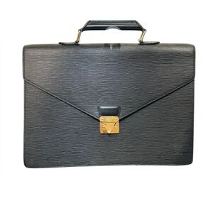 Vintage Louis Vuitton Black Epi Leather Briefcase w/ Key